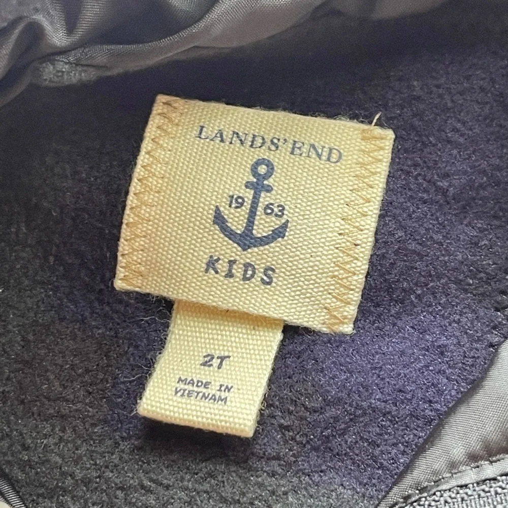 Lands end navy plaid fleece jacket